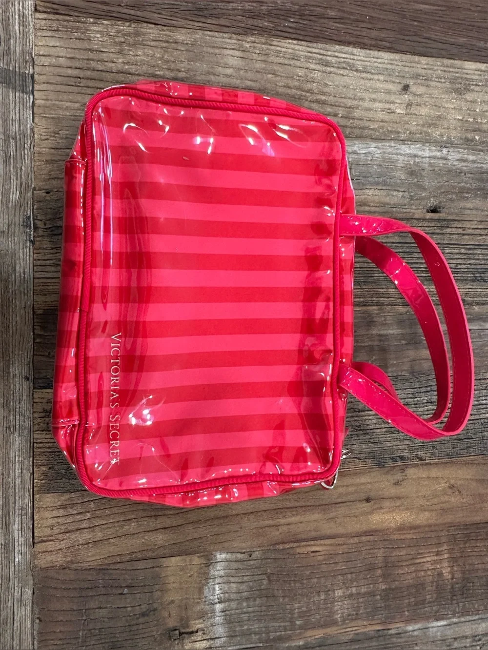 Victoria's Secret Hot Pink Clear Panel Travel Cosmetic Pouch